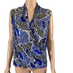 Josephine Studio Blouse Womens 12P blue White Abstract Floral